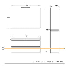bonussi Mobile Bagno Sospeso 130 cm Lavabo Specchio e Pensile Bianco Larice