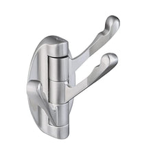 UMI. SOLID METAL Swivel Hook Heavy Duty Folding Swing Arm Triple Coat Hook with Multi Three Foldable Arms Towel/Clothes Hanger for Bathroom Kitchen Garage Wall Mount Brushed Nickel, A5060-2
