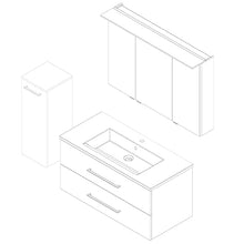 Fackelmann - Set di mobili da Bagno appesi con lavabo e Specchio a LED, 100 cm, 3 Pezzi, Colore: Marrone Scuro