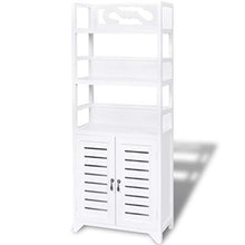 EBTOOLS - Armadietto da bagno con 2 ante e 3 ripiani superiori, in legno di albuquerque, bianco, 46 x 24 x 117,5 cm
