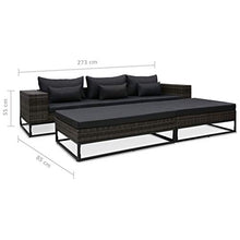 Tidyard 5 pz Set Divano da Giardino, Divano da Soggiorno, 5 Divani con Cuscini, Set Divani da Giardino con Tavolo, Set Divani Modulari da Giardino, in Polyrattan Grigio