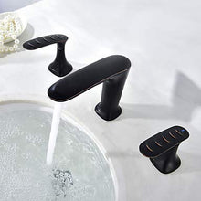 Faucet-4456 Rubinetto per Lavabo, Bronzo Lucidato A Olio, Due Maniglie A Tre Fori
