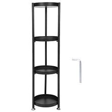 Scaffale da bagno a 4 strati, robusto ad angolo, moderno e indipendente, utilizzabile in soggiorno, camera da letto, bagno, colore: nero