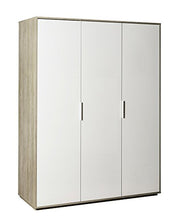 Composad Armadio Omnia Rovere Gessato con Tre Ante Laccate Bianche Lucide