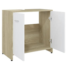Mobile da bagno in rovere Sonoma 60 x 33 x 58 cm, colore: Bianco