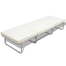 SKM Letto Pieghevole con Materasso Bianco in Acciaio 70x200 cm