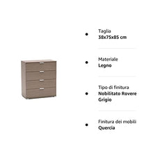 MeMi Me614RG Cassettiera, Legno, Rovere Grigio, 38x75x85 cm