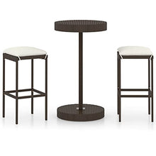 vidaXL Set Bar da Giardino 3 pz con Cuscini in Polyrattan Marrone