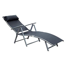 miozzi Sdraio Prendisole Relax Reclinabile Pieghevole in Metallo 137x63.5x100.5 cm Nero