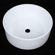 Lavabo da appoggio rotondo in ceramica per bagno, 40,5 cm, bianco