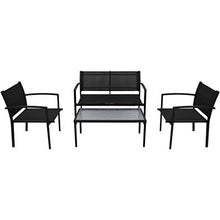 FAMIROSA Set da Pranzo da Giardino 4 pz in Textilene Nero