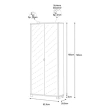 iperbriko Armadio Multiuso Slim Due Ante a Specchio Otto Ripiani Titanio 83x29x h190 cm