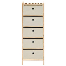 Festnight Armadietti con 5 Cesti, Comò e Cassettiere in Tessuto e Legno di Cedro Beige 2 pz