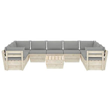 SKM Set Divani da Giardino su Pallet 10 pz con Cuscini Legno Abete (197.9kg) Grigio