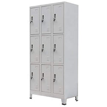 Armadio con 9 Armadietti in Acciaio, con Asta Appendiabiti, 90x45x180 cm, Grigio