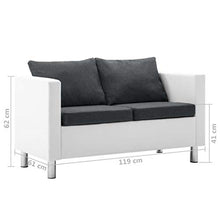 vidaXL Divano a 2 Posti in Similpelle Bianco e Grigio Scuro Arreddo Casa Sofa