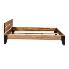 FAMIROSA Struttura Letto in Legno Massello di Acacia e Acciaio 140x200 cm
