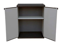 Armadio Basso per Uso Interno/Esterno con Ripiani e 2 Ante con Maniglie di Chiusura, 68 x 39,5 x 85 cm