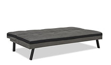 Divano letto clic clac convertibile, 3 posti, grigio e nero, letto matrimoniale