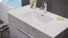 Set di mobili da bagno Firenze 90 (4 parti/B) grigio cemento e specchio a LED