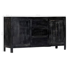 vidaXL Credenza Armadio Madia Resistente Solida Robusta Durevole Elegante Pratica Rustica di Tendenza Nera 147x40x80 cm Legno Massello di Mango