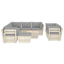 SKM Set Divani da Giardino su Pallet 10 pz con Cuscini Legno Abete (197.6kg) Grigio
