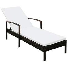 vidaXL Lettino Prendisole Reclinabile con Cuscino Poli Rattan Marrone Sdraio