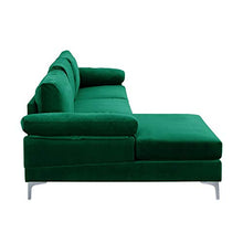 BHDesign Amanda - Divano angolare moderno a 5 posti, tessuto velluto, colore: Verde