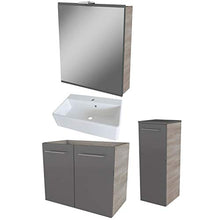 FACKELMANN Set di mobili da bagno 4 pezzi Lima con lavabo in ceramica 60 cm e armadietto a specchio a LED