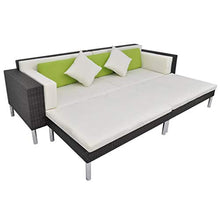 SKM Set Divani da Giardino 4 pz con Cuscini in Polyrattan Nero (51.2kg)