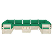 SKM Set Divani da Giardino su Pallet 10 pz con Cuscini Legno Abete (197.9kg) Verde-3629