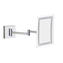 Specchio da Bagno a LED per Bagno Specchio a LED 25 Perline a LED Angolo di Rotazione a 360 ° Specchio HD Placcato Argento Supporto per Specchio da Parete a Specchio Quadrato in Argento