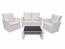 MICHELE SOGARI Set da Giardino Polaris in Simil Rattan Divano Poltrona e Tavolino (Bianco)