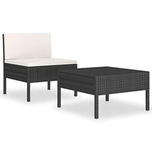 SKM Set Divani da Giardino 2 pz con Cuscini in Polyrattan Nero (11.5kg) Nero-0198