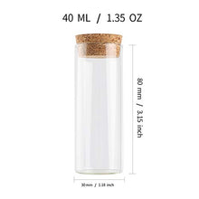 6 flaconi vuoti da 40 ml in vetro borosilicato ricaricabili, con tappi in sughero, per bomboniere e decorazioni fai da te (40 ml)