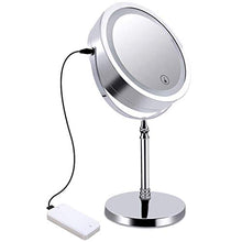 Specchio per Il Trucco, Specchio per Il Trucco Illuminato a LED, Specchio con ingrandimento 5X con Luce, Specchio cosmetico da appoggio, bifacciale, Corpo in Metallo Cromato Lucido
