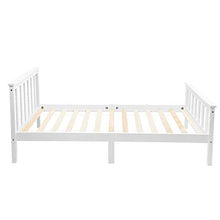 Letto singolo in legno di pino massiccio con rete a doghe di legno con testiera, 90 x 190 cm, colore: bianco