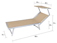 VERDELOOK Rimini, Lettino da Mare con Parasole, 186x61x38 cm, sabbia