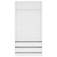 GOTOTOP Armadio Aperto Appendiabiti 100 x 50 x 200 cm Armadio Aperto Camera da Letto con 2 Cassetti 1 Ampio Scomparto con Asta per Appendere i Vestiti -Bianco lucido