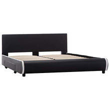 SKM Giroletto con Cassetti Nero in Similpelle 140x200 cm