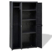 Armadietto da Giardino,Armadio Alto da Esterno in PP,Armadio per Esterni a 3 Porte e 4 Ripiani Regolabili Ventilati, Armadietti e Credenze di Alloggiamento da Giardino,97 x 38 x 171 cm,Nero