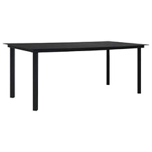 BIGTO - Tavolo da picnic da giardino in acciaio e vetro, decorazione bistrot nero, 190 x 90 x 74 cm