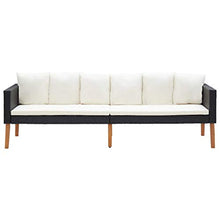 FAMIROSA Set Divani da Giardino 3 pz con Cuscini in Polyrattan Nero-9337