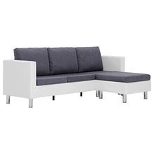 Tidyard Divano a 3 Posti con Cuscini in Similpelle,Poltrona Relax Poltrona Moderna,Design Confortevole Bianco