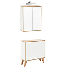 Fackelmann - Set di mobili da Bagno in Stile Rustico, 60 cm, con Specchio a LED, 4 Pezzi, Colore: Bianco