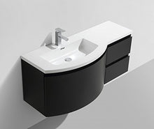 Mobile da bagno LAURANCE 1200, nero opaco - armadietto a specchio e specchio a scelta, Specchio:Senza specchio, Versione:Lavabo a destra