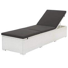 Festnight- Lettino da Esterno, Lettino Prendisole in Rattan 195x60x68 cm Bianco e Nero