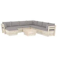 FAMIROSA Set Divani da Giardino su Pallet 9 pz con Cuscini Legno Abete-3661
