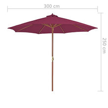 Tidyard Ombrellone da Giardino, Struttura in Legno Duroo, Rosso bordò, Diametro: 3 m, Resistente Antivento