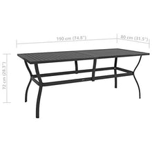 FAMIROSA Tavolo da Giardino Antracite 190x80x72 cm in Acciaio